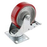 Ruedas pivotantes industriales de poliuretano y metal con freno 100 mm 2 unidades - QR04500 - 06