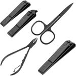 Kit de estuche de manicura y pedicura profesional, set de 12 accesorios de acero inoxidable, color negro - BE10100 - 06