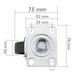 Ruedas pivotantes industriales de metal sin freno 50 mm 4 unidades - QR00800 - 03