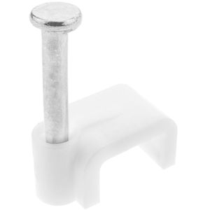 Abrazadera de clavo para cable plano 5x3 mm paquete de 50 unidades blanco