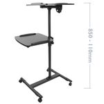Carrito para proyector y ordenador portátil. Soporte negro para notebook con ruedas - OP04600 - 03