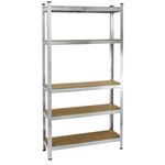 Estanteria metálica galvanizada para almacenar de 5 baldas de madera 90x30x180 cm - IH00600 - 01
