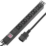 Regleta de enchufes rack 19" de 10 x C13 con interruptor y cable 2 metros C14 - RE06100 - 01