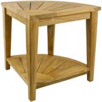Taburete de baño esquinero con estante 45 x 50 x 45 cm de madera de teca certificada - KZ10300 - 10