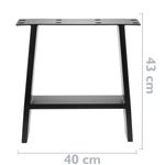 Pies rectangulares para mesita y banqueta. Patas en acero negro 400 x 80 x 430 mm 2-pack - IP02800 - 03