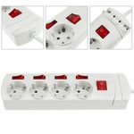 Regleta de 4 enchufes schuko con interruptor individual con cable de 1.5m - CA00800 - 02