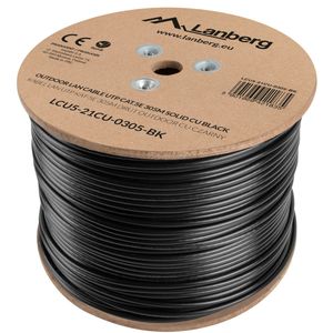 Bobina de cable de red ethernet Cat. 5e UTP de 305 m rígido de color negro fluke tested LCU5-21CU-0305-BK