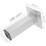 Pies cuadrados para mesa y mueble. Patas en acero gris de 10cm 4-pack - IO05300 - 02