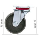 Rueda pivotante industrial de metal sin freno 75 mm - QR01200 - 04