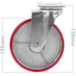 Rueda pivotante industrial de poliuretano y metal sin freno 125 mm - QR04200 - 04