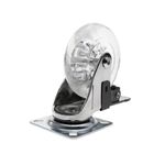 Rueda pivotante industrial de poliuretano y PVC transparente con freno 75 mm - QR00300 - 05