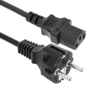 Cable eléctrico de alimentación IEC60320 C13 a schuko macho recto de color negro 5m