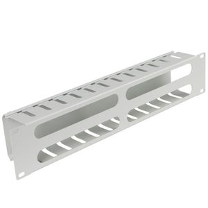 Panel guíacables blanco para armario rack 19" 2U para gestión de cables 70mm