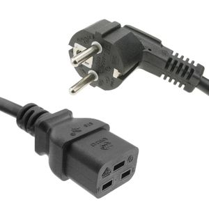 Cable eléctrico 3x1.5mm² IEC60320 C19-hembra a Schuko-macho 1m