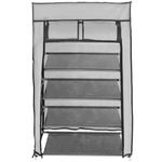 Armario ropero y zapatero de tela desmontable 60 x 30 x 90 cm gris con puerta enrollable - DX07800 - 02