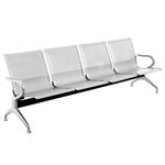 Bancada para sala de espera con sillas ergonómicas plateadas de 4 plazas - WC00400 - 01