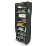 Armario ropero y zapatero de tela desmontable 60 x 30 x 160 cm negro con puerta enrollable - DX09100 - 09