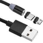Cable de Carga 2 en 1 USB-A 2.0 macho a conectores USB-C y Micro USB magnéticos 2 m trenzado - UH10200 - 01