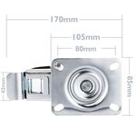 Ruedas pivotantes industriales de metal con freno 100 mm 2 unidades - QR01900 - 03