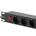 Regleta de enchufes para armario rack 19" 1U con 9 schuko aluminio e interruptor y cable de 3 metros - RE00100 - 03