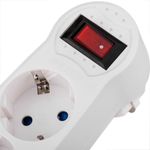 Multiplicador adaptador de clavija enchufe schuko triple blanco con interruptor - IA08700 - 05