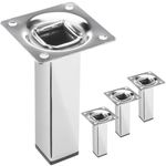 Pies cuadrados para mesa y mueble. Patas en acero cromado de 10cm 4-pack - IO05400 - 01
