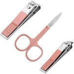 Kit de estuche de manicura y pedicura profesional, set de 7 accesorios de acero inoxidable, color Oro rosa - BE10300 - 06