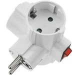 Clavija enchufe triple schuko de color blanco 220VAC con interruptor - IA09000 - 06