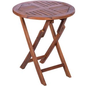 Mesa redonda 66 cm plegable para jardín exterior de madera de teca certificada