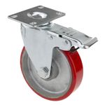 Ruedas pivotantes industriales de poliuretano y metal con freno 125 mm 2 unidades - QR04700 - 08