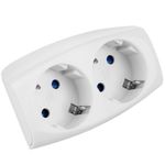 Multiplicador adaptador de clavija enchufe schuko doble blanco - IA08800 - 01