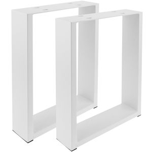 Pies rectangulares para mesita y banqueta. Patas en acero blanca 300 x 80 x 430 mm 2-pack