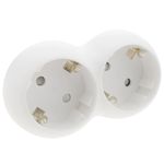 Multiplicador adaptador de clavija enchufe schuko doble blanco redondeado - IA09800 - 01