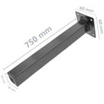 Pies cuadrados para mesa y mueble. Patas en acero negras de 75cm 4-pack - S005300 - 02