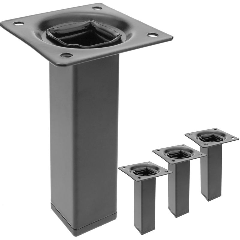 Pies cuadrados para mesa y mueble. Patas en acero negras de 10cm 4-pack - IO05200 - 01