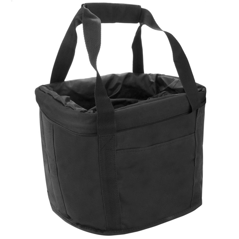 Cesta de bicicleta desmontable para manillar de lona negra impermeable con cremallera - BK08200 - 01