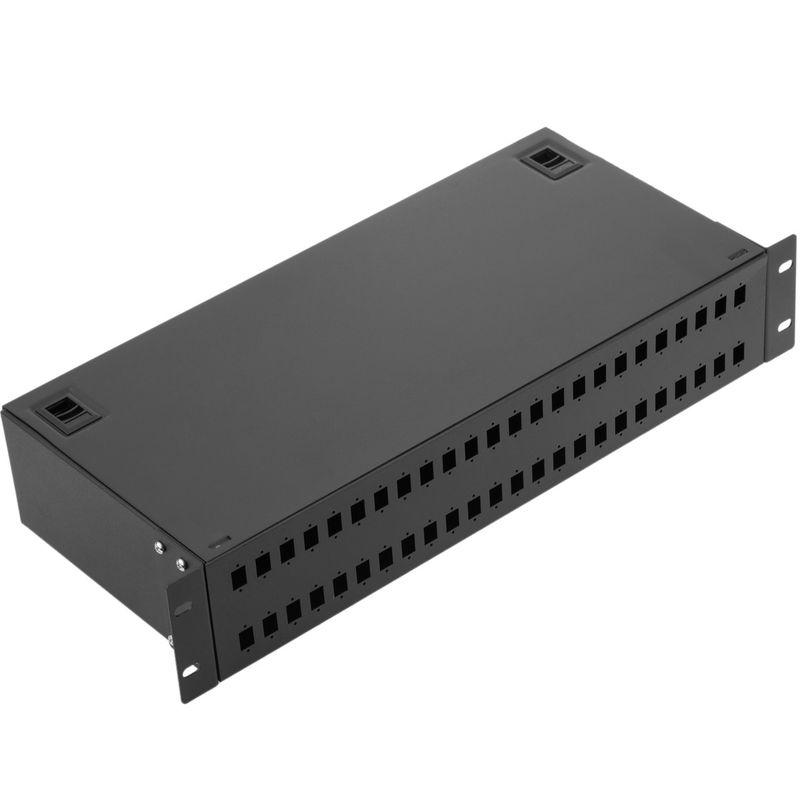 Patch panel de fibra óptica 19" 2U negro para 48 acopladores simplex - FQ00800 - 01