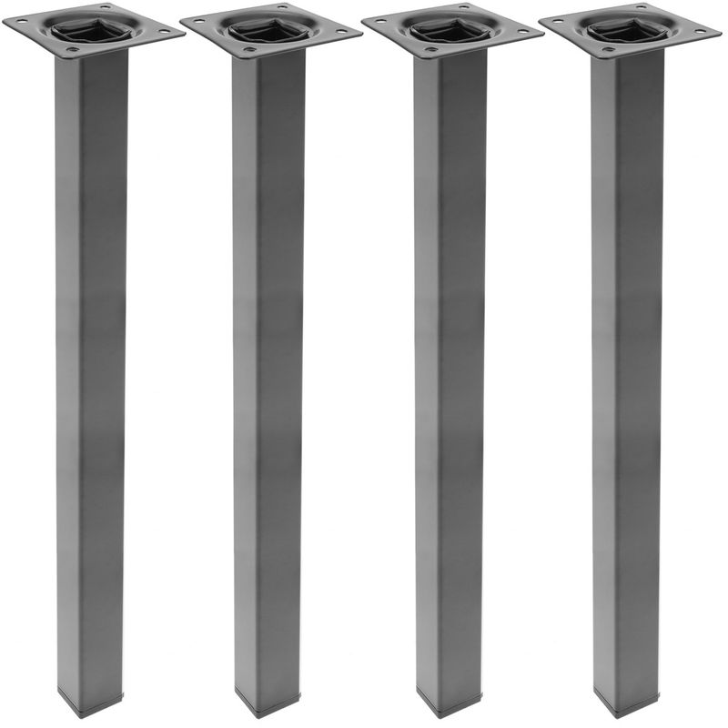 Pies cuadrados para mesa y mueble. Patas en acero negras de 75cm 4-pack - S005300 - 01