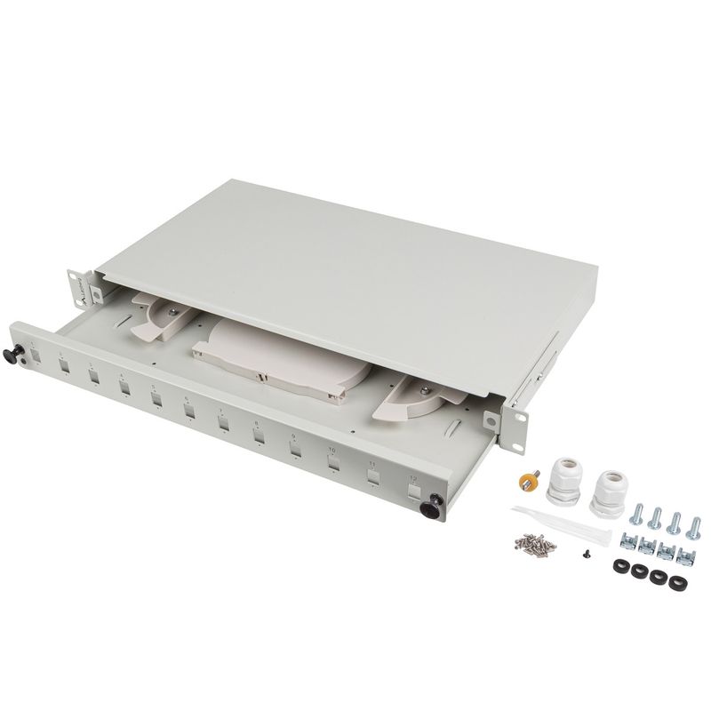 Patch panel blanco para rack 19" 1U 12 SC simplex o LC duplex - FQ10300 - 01