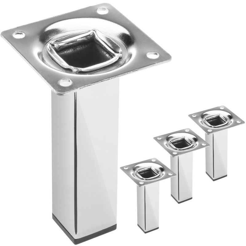 Pies cuadrados para mesa y mueble. Patas en acero cromado de 10cm 4-pack - IO05400 - 01