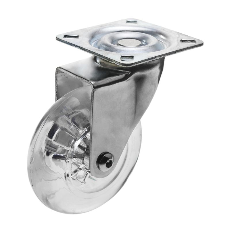 Rueda pivotante industrial de poliuretano y PVC transparente sin freno 75 mm - QR00200 - 01