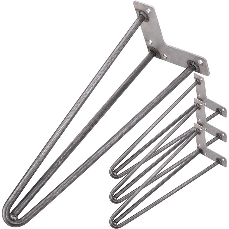 Pies para mesa y mueble estilo vintage Patas en acero 3 varillas 41 cm 4-pack - IN04400 - 01