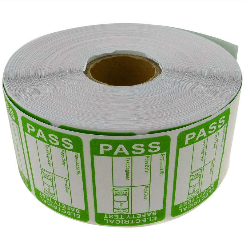 Rollo bobina de 1000 etiquetas adhesivas test de seguridad eléctrica 38x25mm - SD01700 - 01