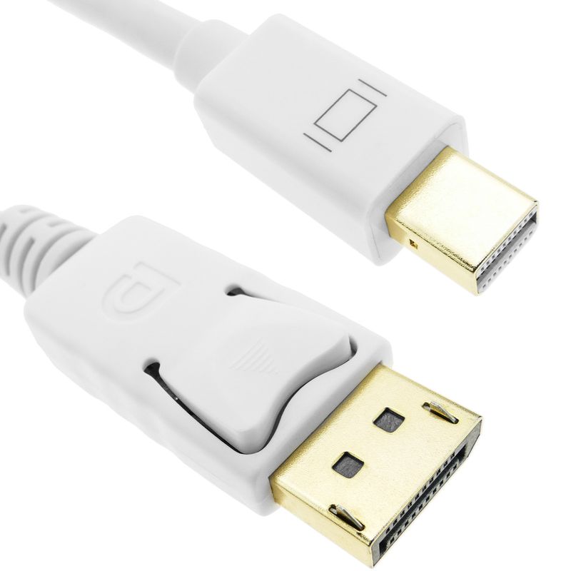 Cable Mini Displayport a Displayport 2K 4K 1080p FullHD para audio y vídeo digital 3m blanco - YQ06300 - 01