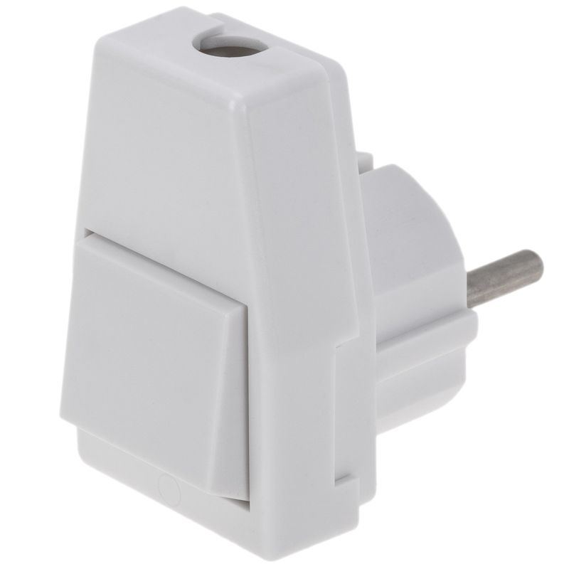 Clavija schuko en ángulo color blanco y con interruptor - CM04700 - 01