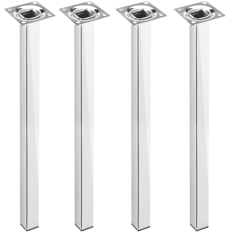 Pies cuadrados para mesa y mueble. Patas en acero cromado de 75cm 4-pack - IO08400 - 01