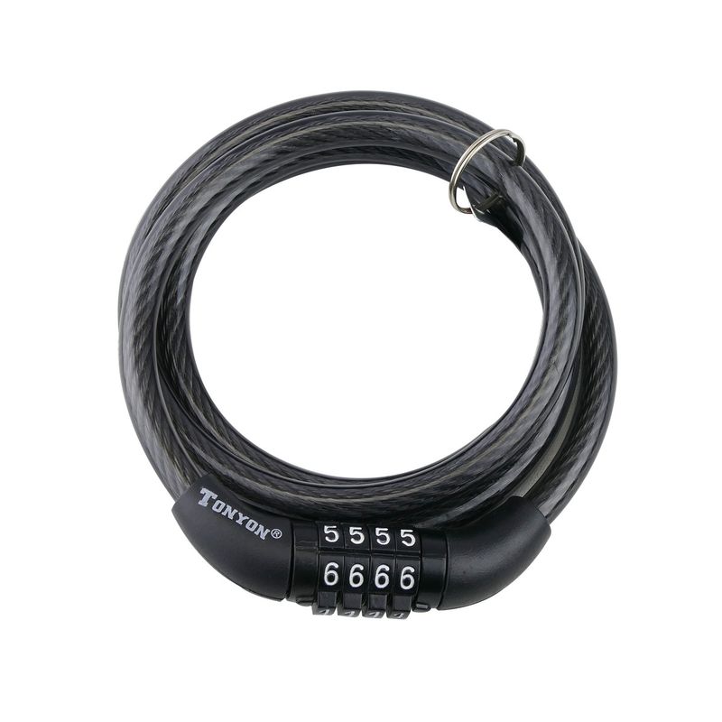 Cable antirrobo de acero con candado para bicicleta 8x1200 mm con combinación - BJ06200 - 01
