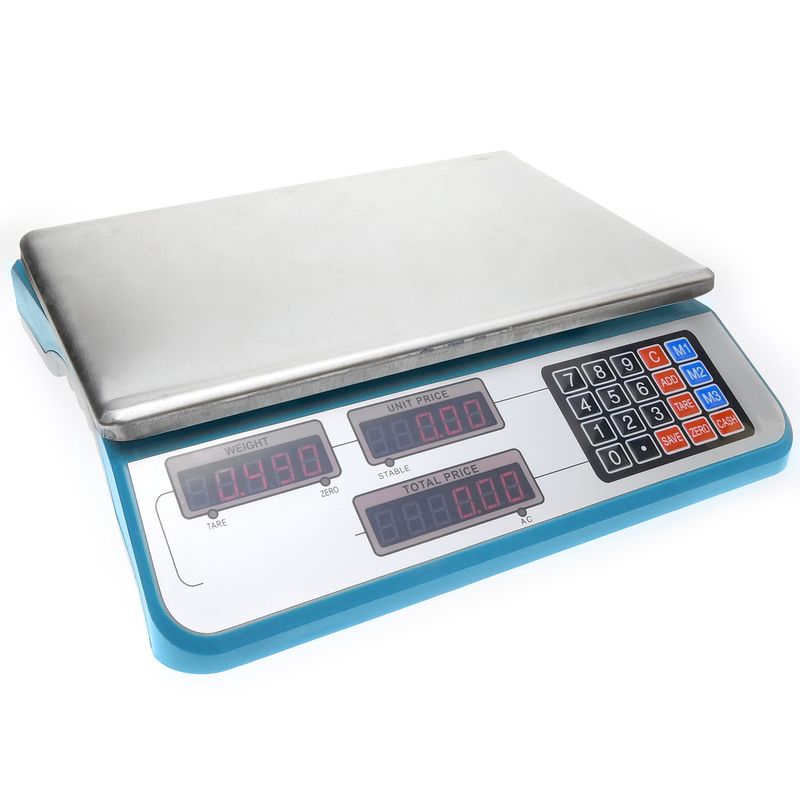 Balanza mostrador de sobremesa con bandeja de 34x24cm báscula 30Kg azul - BV03200 - 01