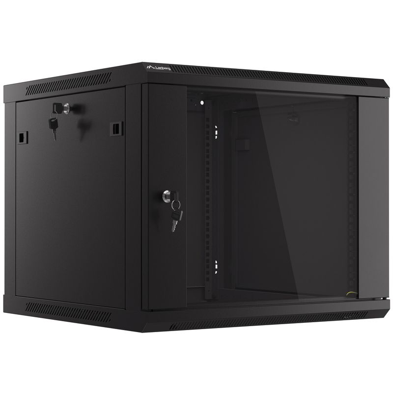 Armario Rack mural 19" 9U F600 600x600x512mm pared desmontado DIY negro Lanberg - WK36800 - 01