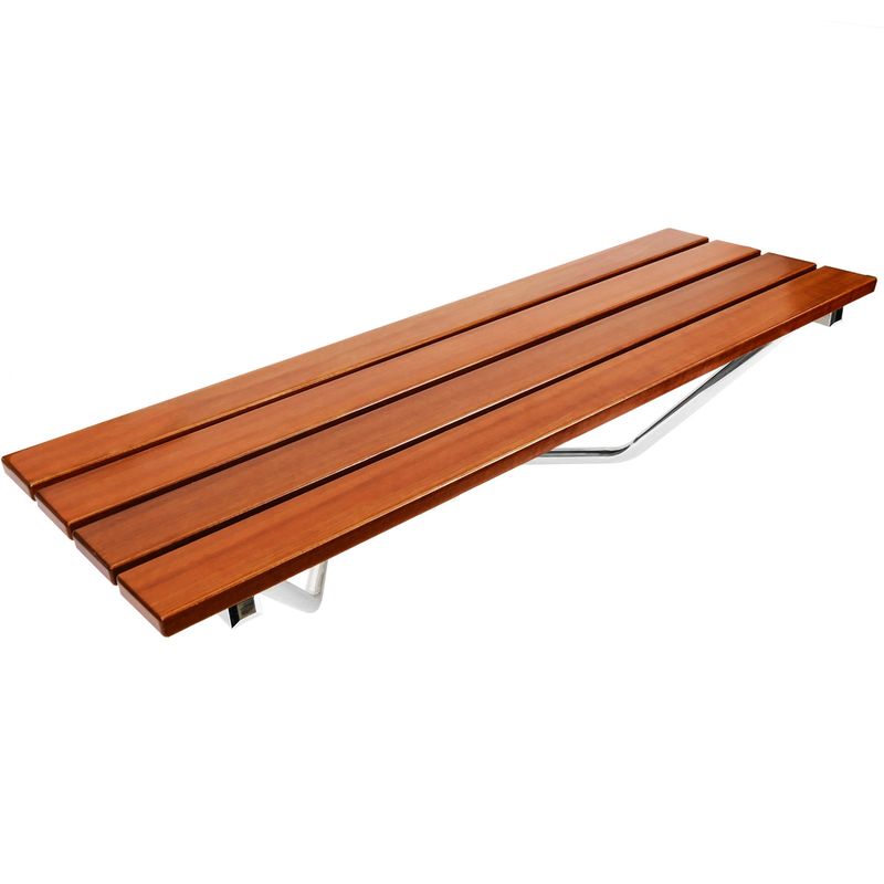 Asiento de ducha abatible. Silla plegable para ancianos de madera tropical y aluminio 900x338mm - SA67700 - 01